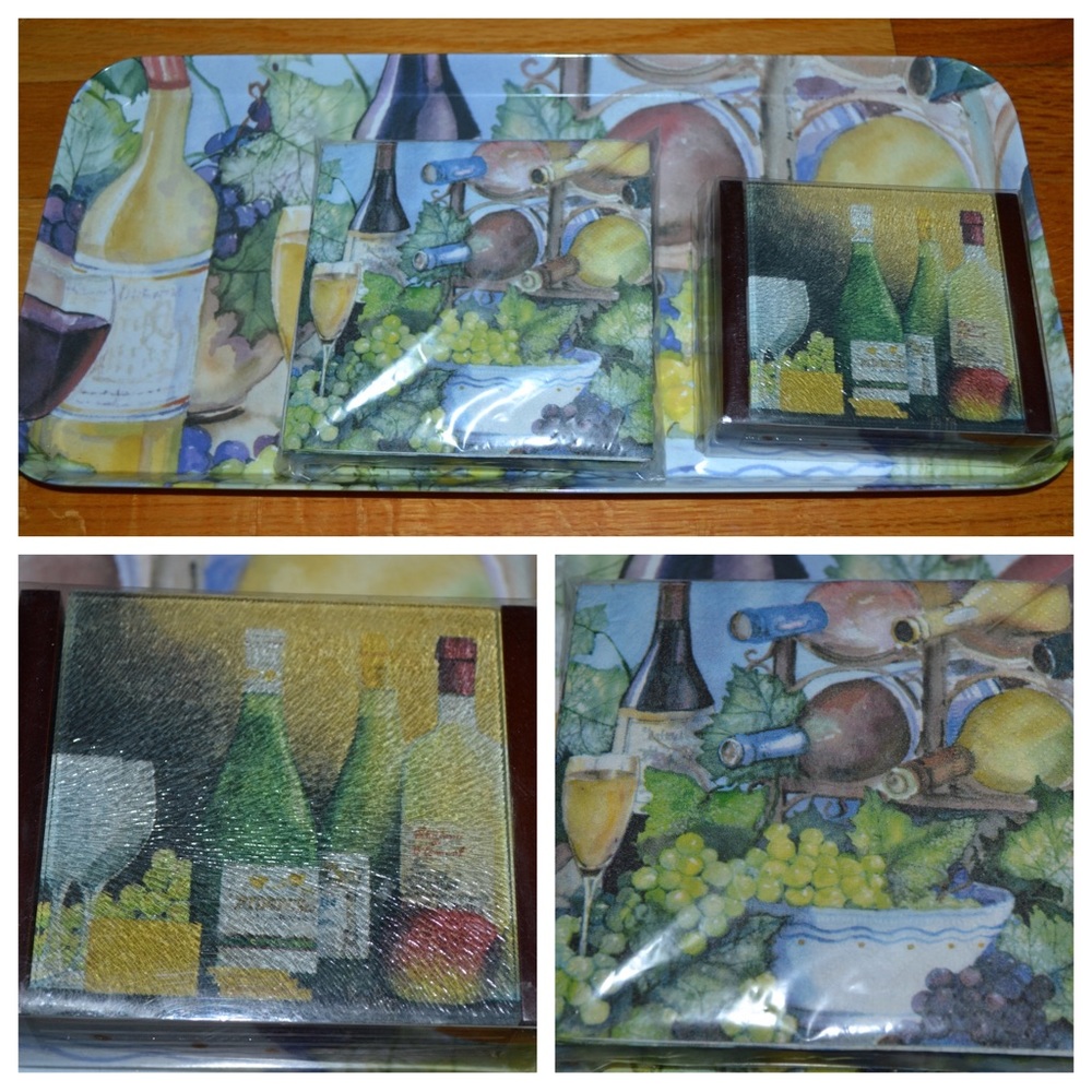 Serving tray with coordinating coasters and napkins